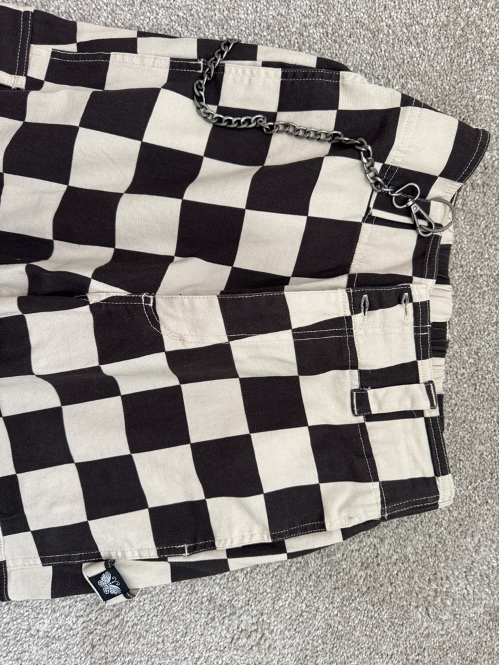 Black & White Checkerboard Girrlscout Sloane Cargo Pants - Picture 2 of 4
